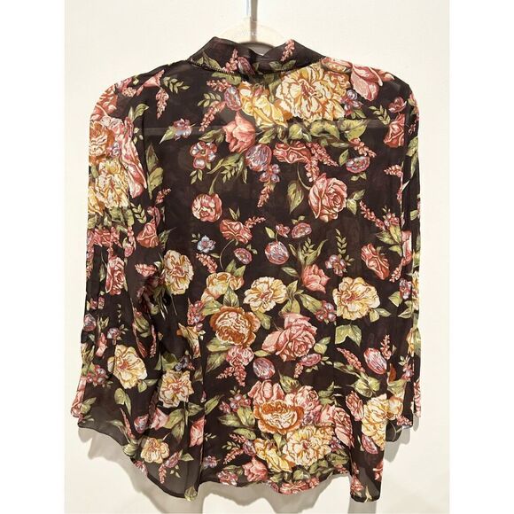 CAbi Silk Multicolor Floral Print Blouse - Picture 9 of 9